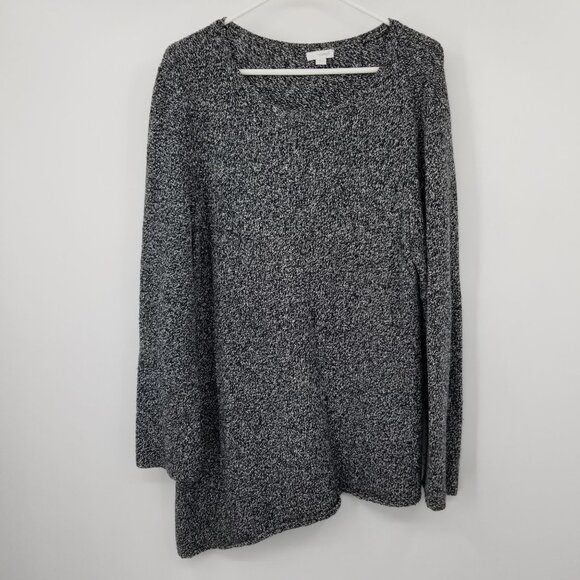 J. Jill Pure Jill Wool Blend Asymmetrical Grey Long Sweater Large lagenlook boho - Picture 2 of 13